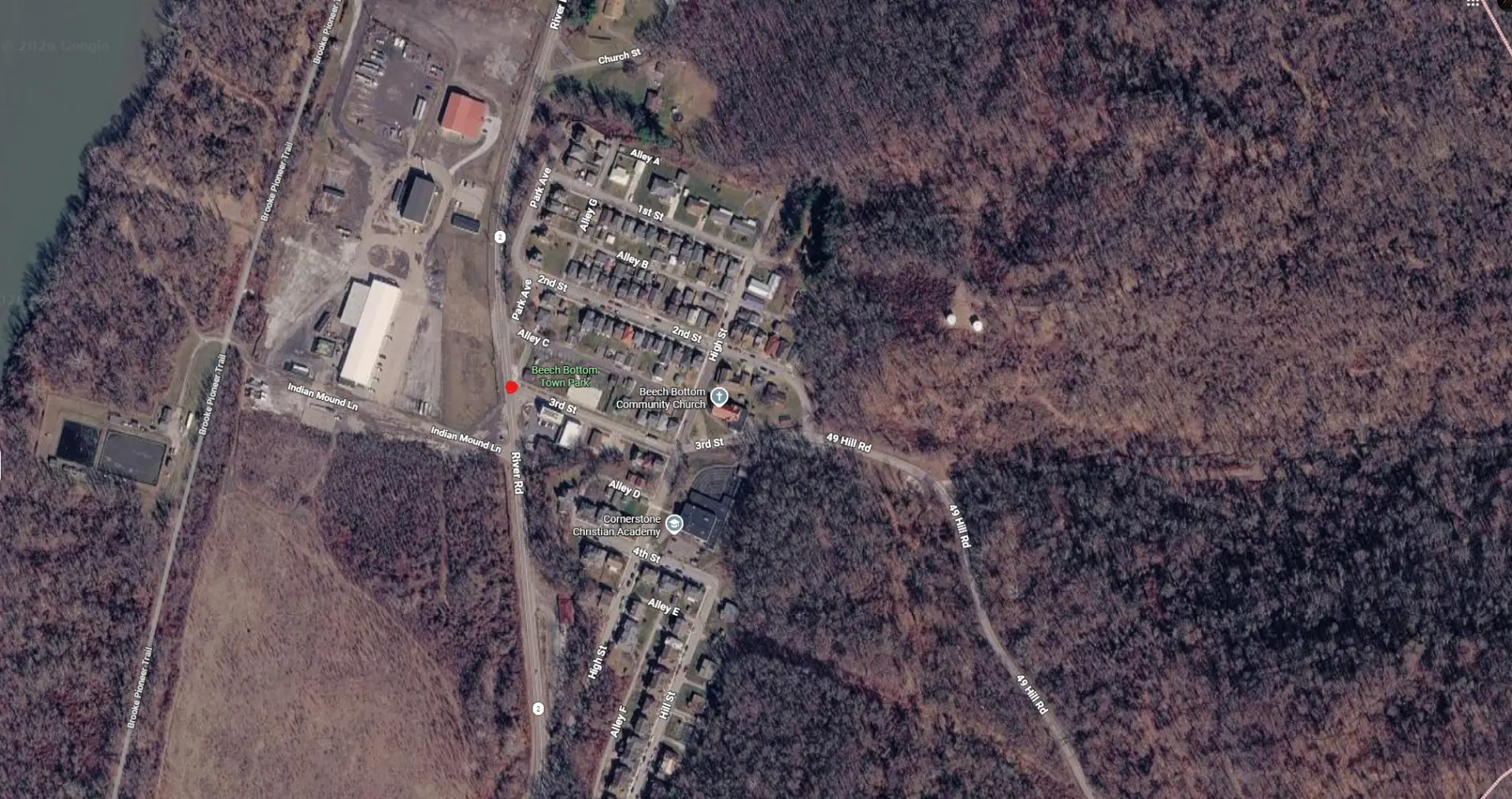 Satellite map of Beech Bottom, WV — One Sixth Scale King